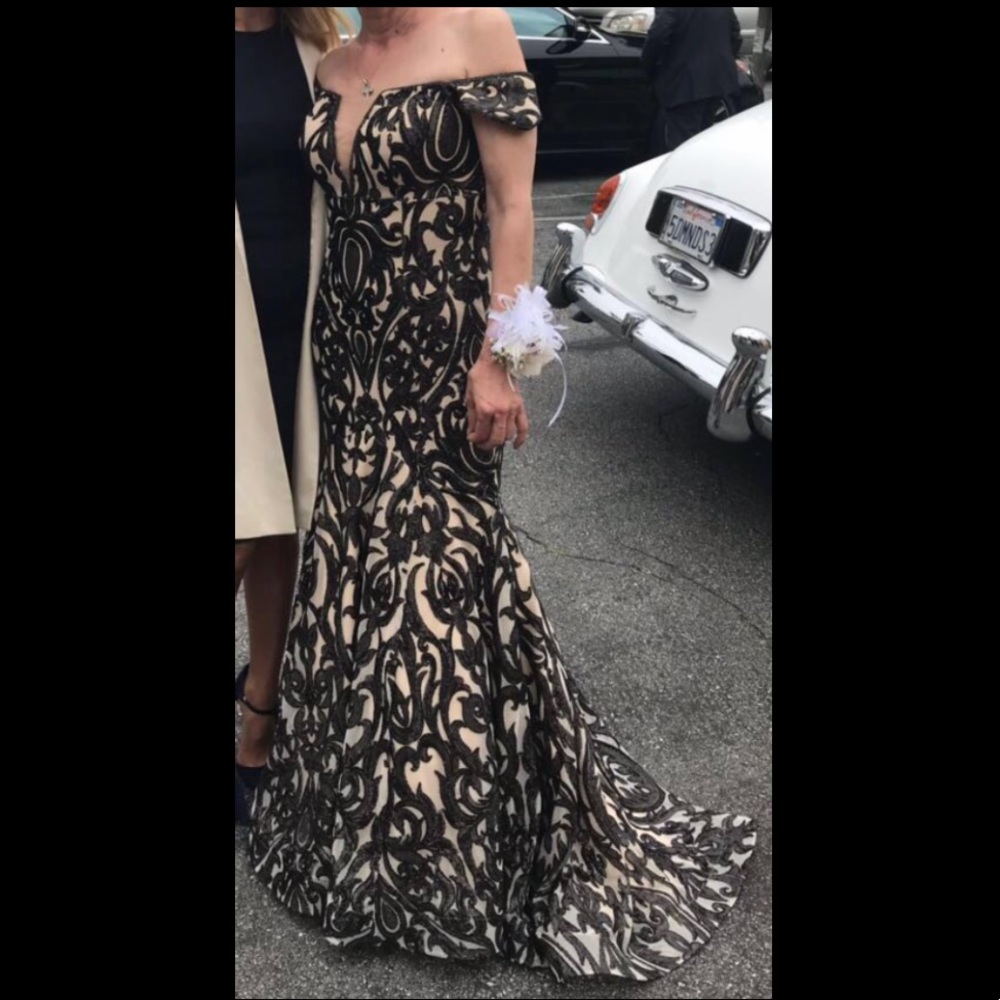 Gorgeous mermaid  gown with tail. Off the shoulder